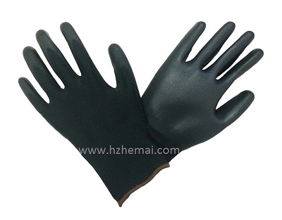 13 guage Black PU dipped on nylon glove